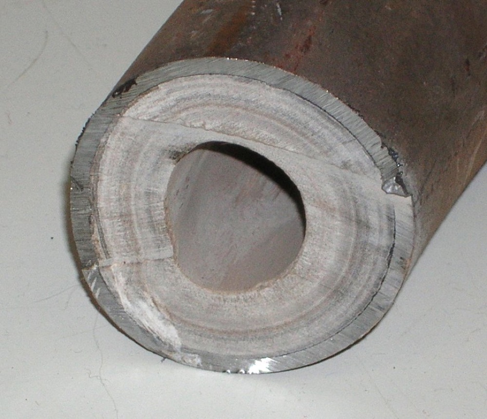 Limescale scale inside a pipe